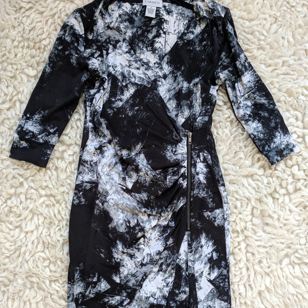 Carmen by Marc Valvo Wrap Dress Tie Dye Print
